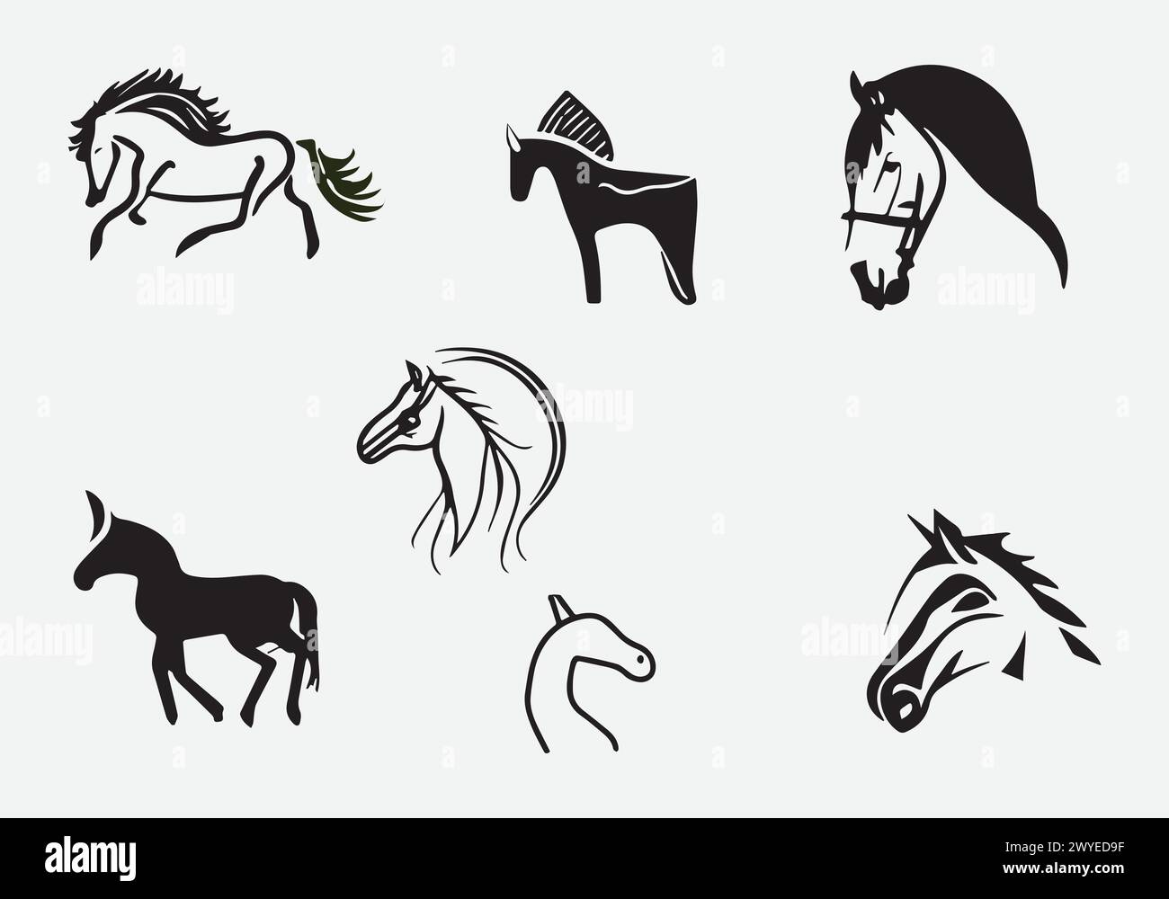 Design minimalista icona Black Horse Illustrazione Vettoriale