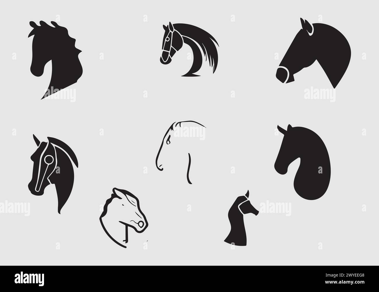 Design minimalista icona Black Horse Illustrazione Vettoriale
