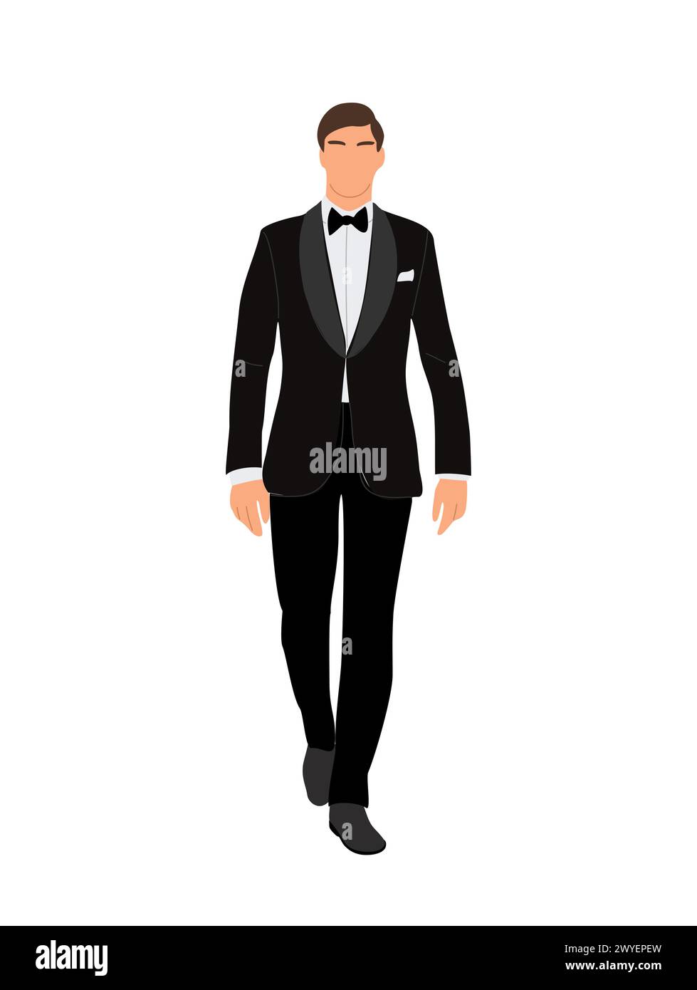 Elegante uomo d'affari che indossa un vettore di smoking formale. Illustrazione Vettoriale