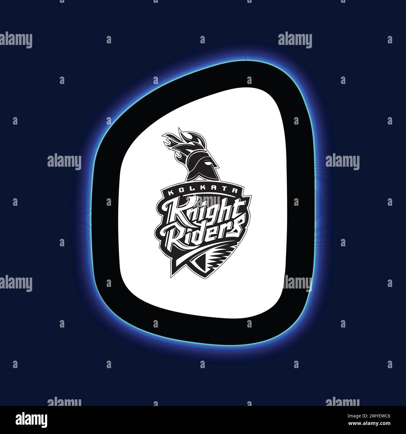 Kolkata Knight Riders Logo Neon Light Board Vista sfondo blu, illustrazione vettoriale immagine astratta modificabile Illustrazione Vettoriale