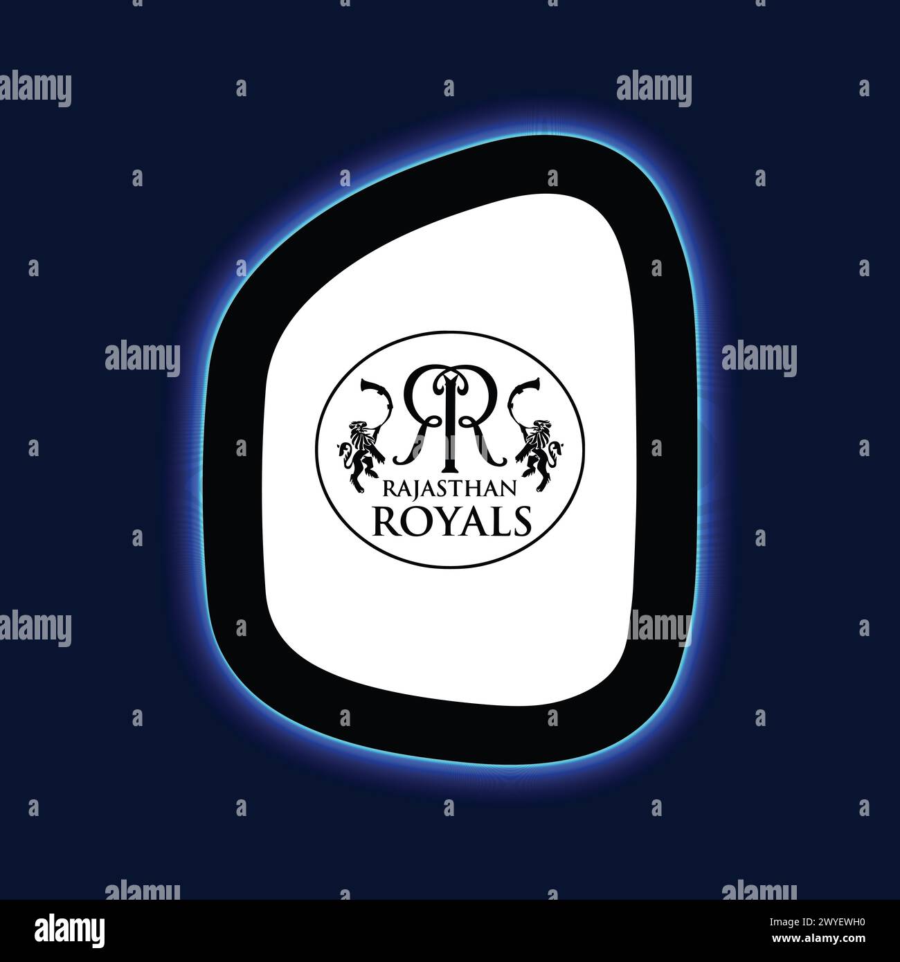 Logo Rajasthan Royals Vista lavagna luminosa al neon sfondo blu, illustrazione vettoriale immagine astratta modificabile Illustrazione Vettoriale