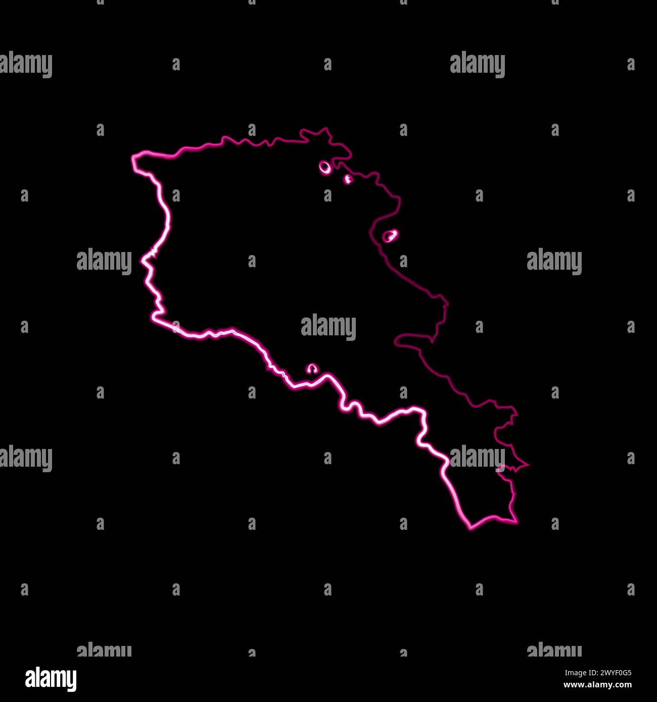Illustrazione vettoriale isolata della mappa armena con effetto neon. Illustrazione Vettoriale