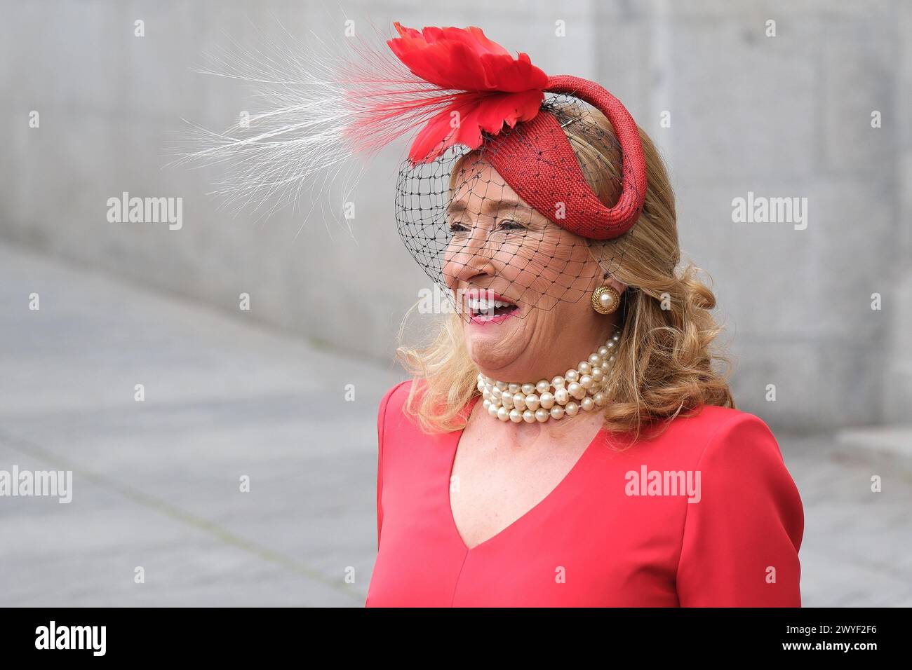 Casilda Martínez-Almeida durante il matrimonio di Jose Luis Martinez-Almeida con Teresa Urquijo, alla parrocchia di San Francisco de Borja, 6 aprile 2024, i Foto Stock