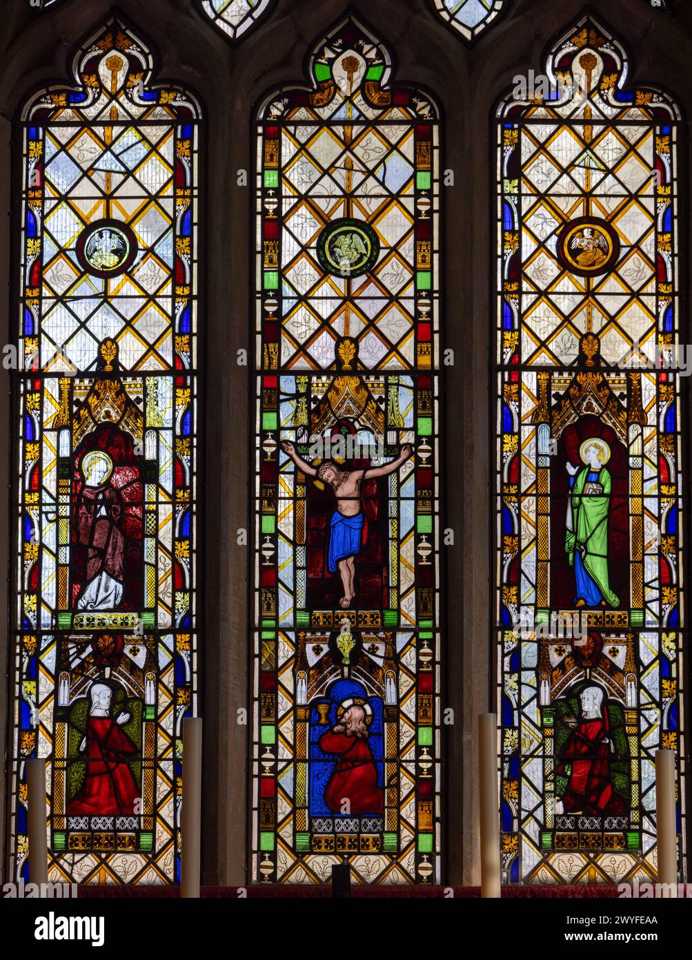 Vetrata South Aisle East Window, c, 1350, All Saints North Street Church, York, Inghilterra Foto Stock
