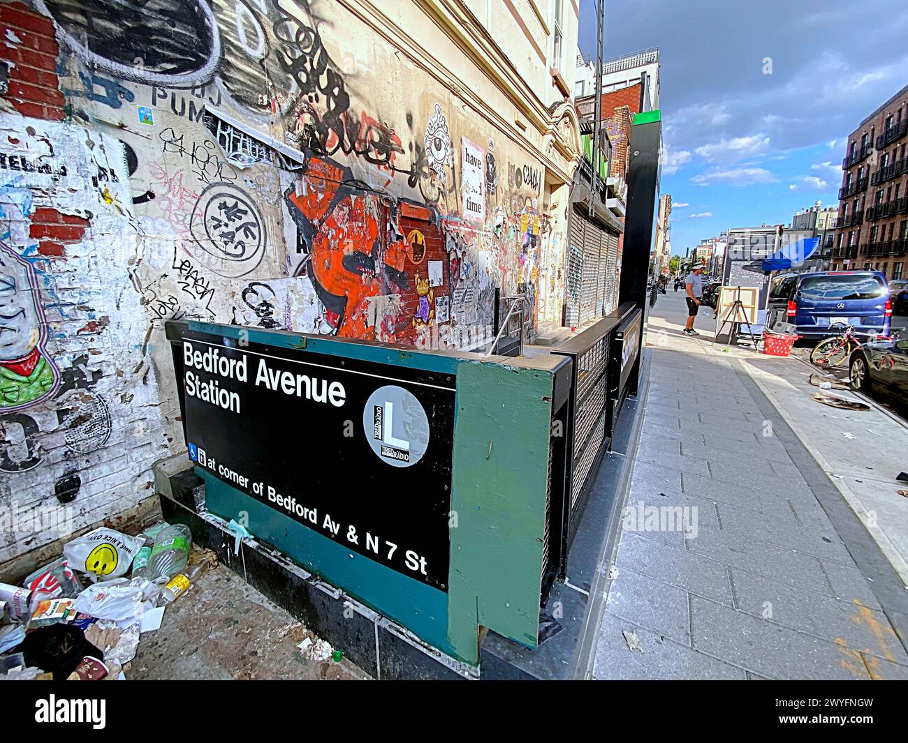 L Train Brooklyn Graffiti Wall Foto Stock