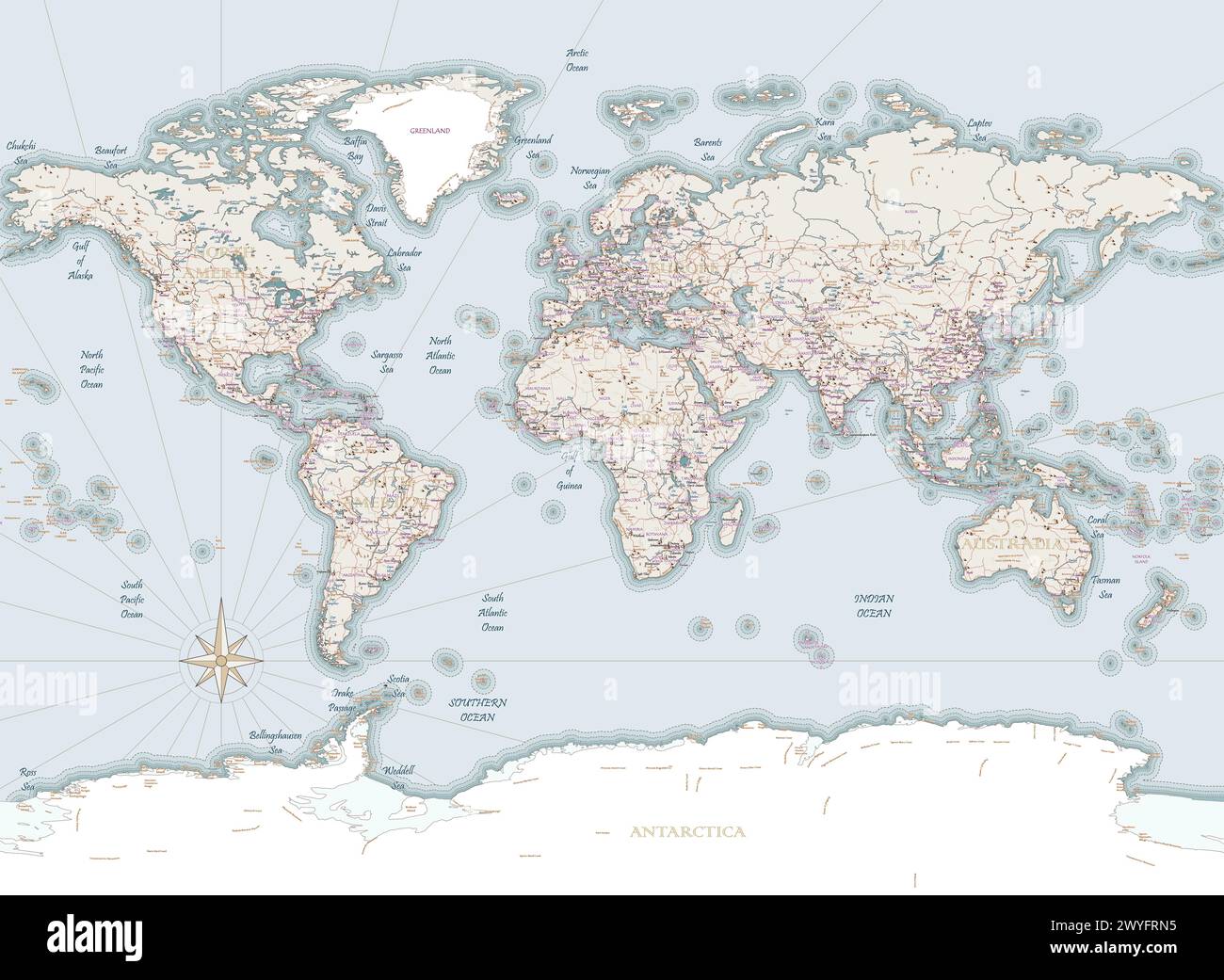 Mappa del mondo pirata in stile vintage Illustrazione Vettoriale