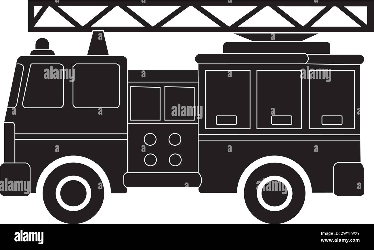 Icona dei camion dei pompieri disegno del simbolo della figura vettoriale Illustrazione Vettoriale
