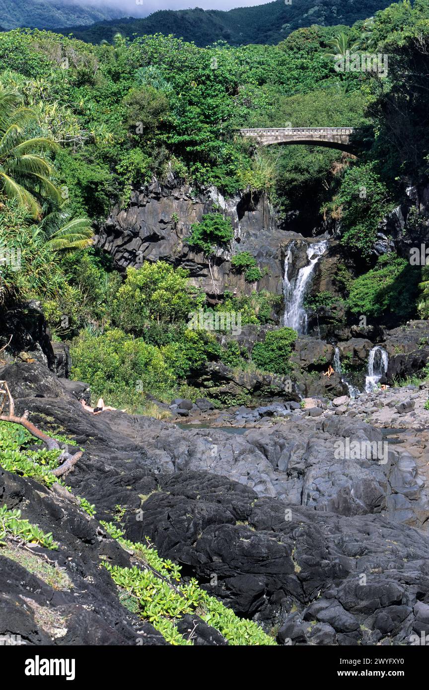 Maui, Hawaii, U.S.A. - sette piscine sacre, OHE'o Gulch, a sud di Hana Foto Stock