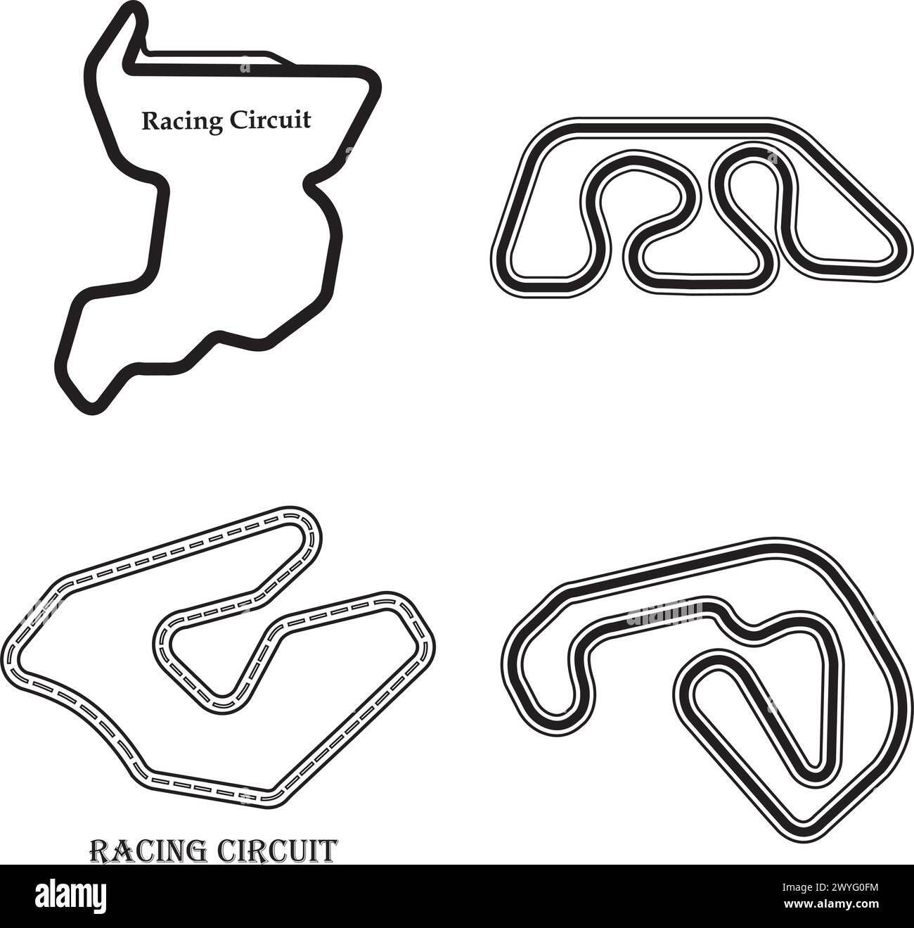 Disegno del simbolo di illustrazione vettoriale dell'icona del circuito da corsa Illustrazione Vettoriale