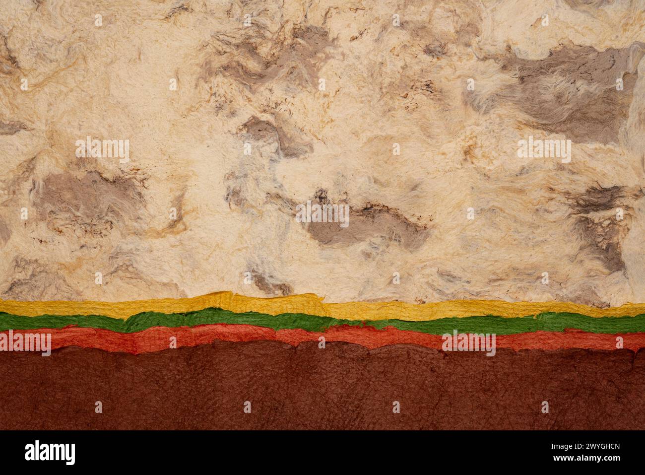 Paesaggio astratto - sfondo di carta amata e huun corteccia fatta a mano in Messico Foto Stock