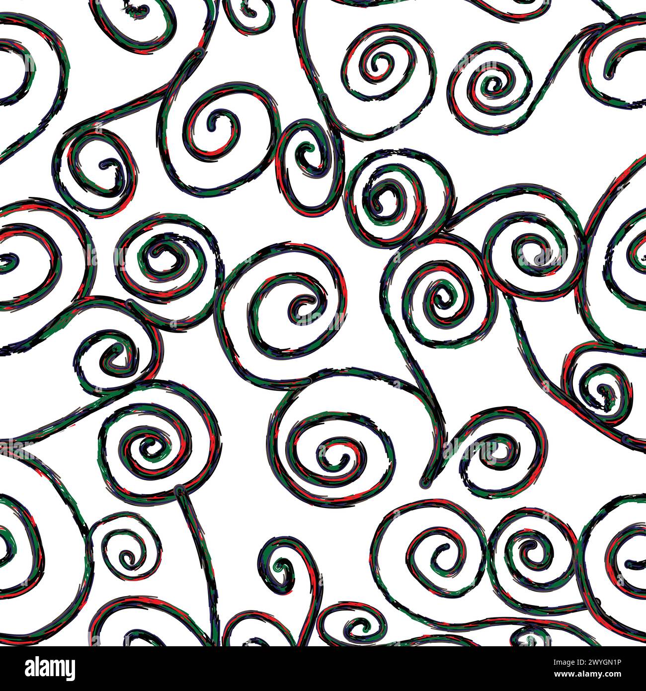bellissime spirali a sfera a strisce senza cuciture; la penna a spirale artistica disegna senza cuciture Illustrazione Vettoriale