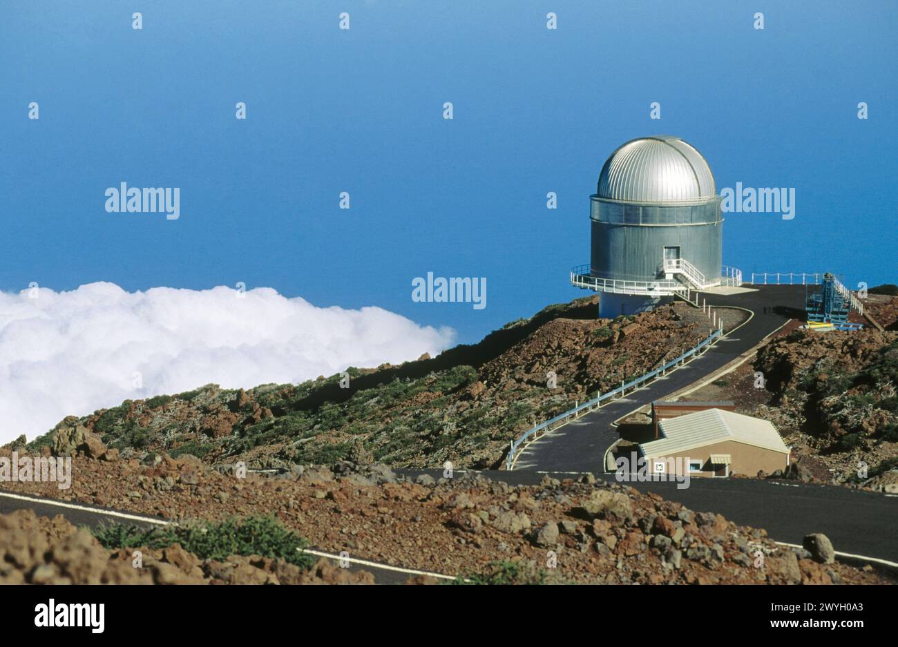 Osservatorio astronomico a El Roque de los Muchachos. La Palma. Isole Canarie, Spagna. Foto Stock