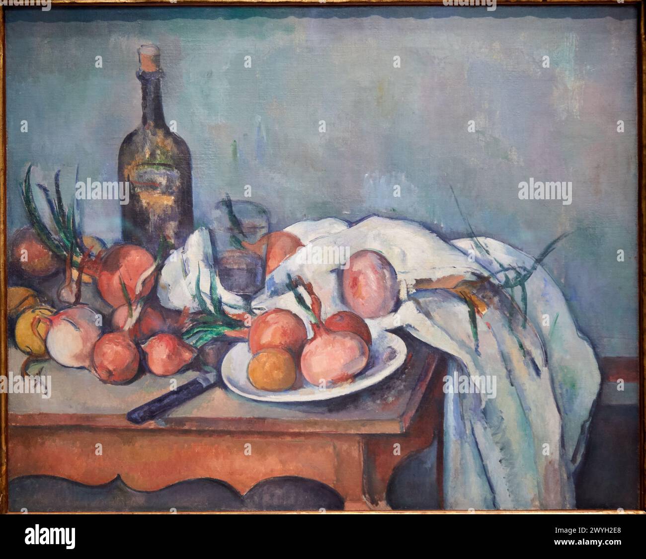 "Nature morte aux oignons", 1896-1898, Paul Cézanne, 1839-1906, Musée d'Orsay, Parigi, Francia, Europa. Foto Stock