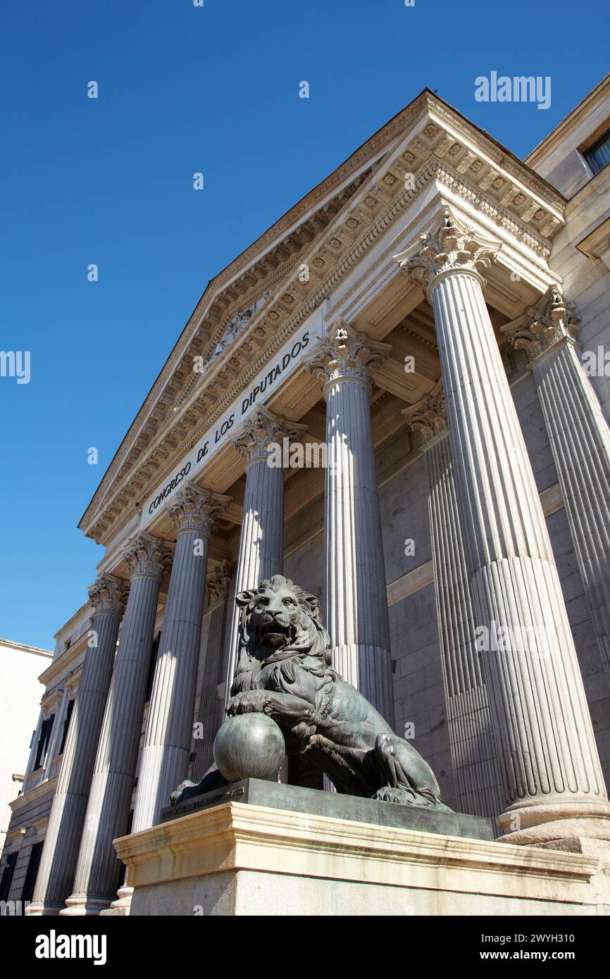 Congresso dei deputati, Palazzo del Parlamento spagnolo, Madrid, Spagna. Foto Stock