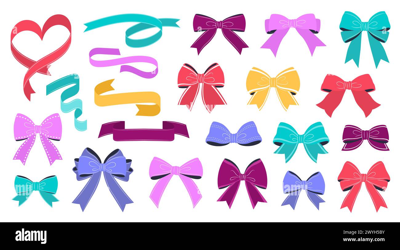 Collezione bowknot per le feste. illustrazioni vettoriali isolate. Illustrazione Vettoriale