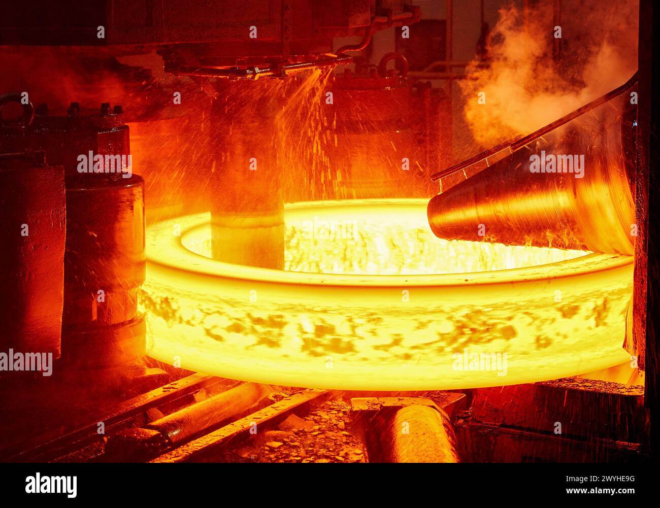 Laminazione dell'acciaio, industria del ferro, Gipuzkoa, Paesi Baschi, Spagna. Foto Stock