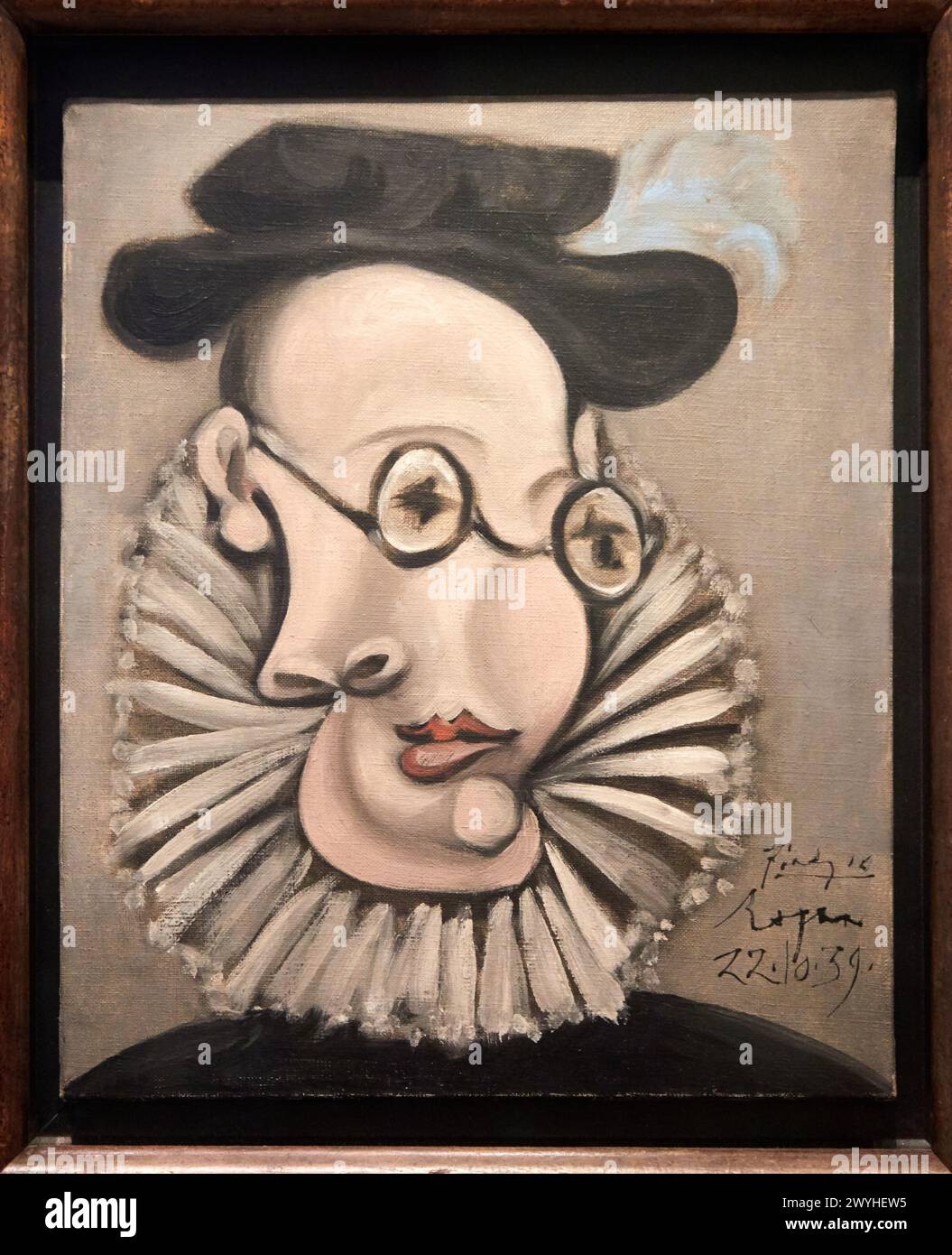 Jaume Sabartés con ruff e cappello, 1939, Pablo Picasso (1881-1973), Museo Museu Picasso, Barcellona, Catalogna, Spagna. Foto Stock