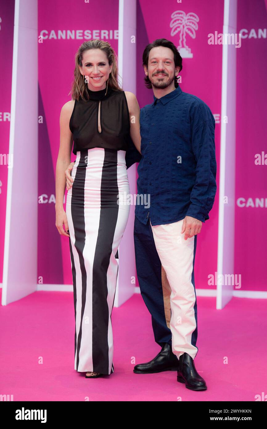 Cannes, Francia. 6 aprile 2024. Marcel Borras e Ina Clotet partecipano al Pink Carpet come parte del 7° Festival Internazionale CannesSeries a Cannes, Francia, il 6 aprile 2024. Foto di Aurore Marechal/ABACAPRESS.COM credito: Abaca Press/Alamy Live News Foto Stock