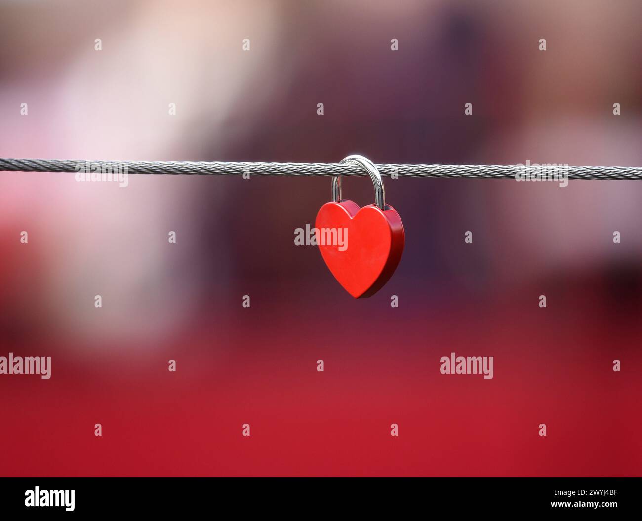 Love lock lungo il canale "Lauch" di Colmar, Alsazia, Francia. Foto Stock