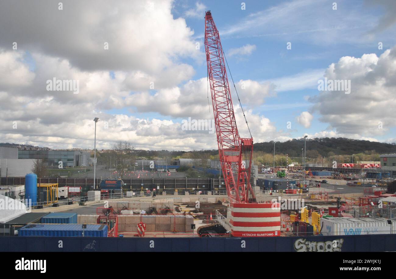 Il sito di Greenford al centro del tunnel HS2 Northolt, tra Old Oak Common e Ruislip, Londra occidentale. Foto Stock