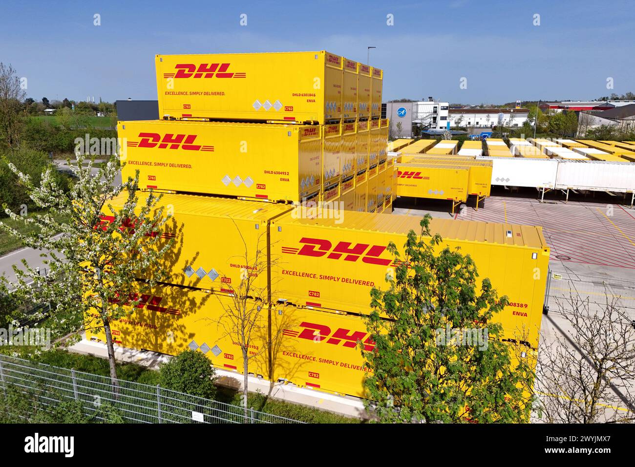 Deutsche Post DHL. Wechselbruecke, Transportbehaelter, container, Transportcontainer. *** Deutsche Post DHL scambia corpo, contenitore di trasporto, contenitore, contenitore di trasporto Foto Stock