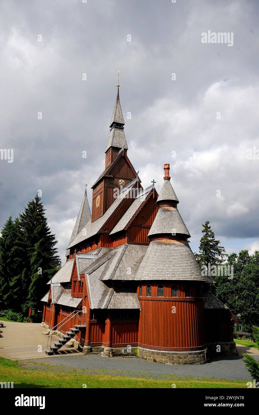 Chiesa vichinga a Hahnenklee, bassa Sassonia, Germania Foto Stock