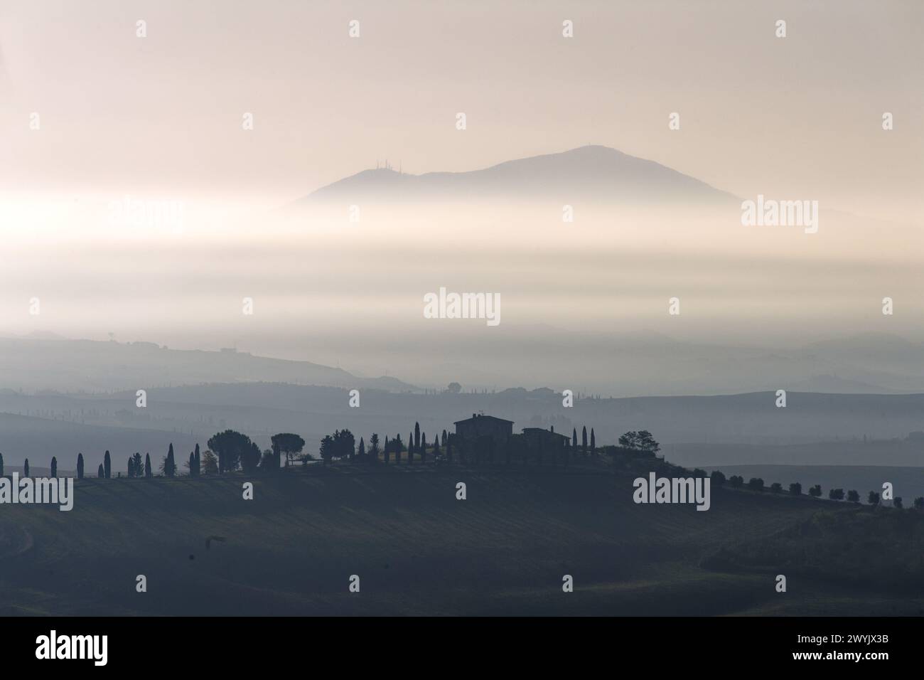 Italia, Toscana, Val d'Orcia, patrimonio dell'umanità dell'UNESCO, vicino a Pienza Foto Stock