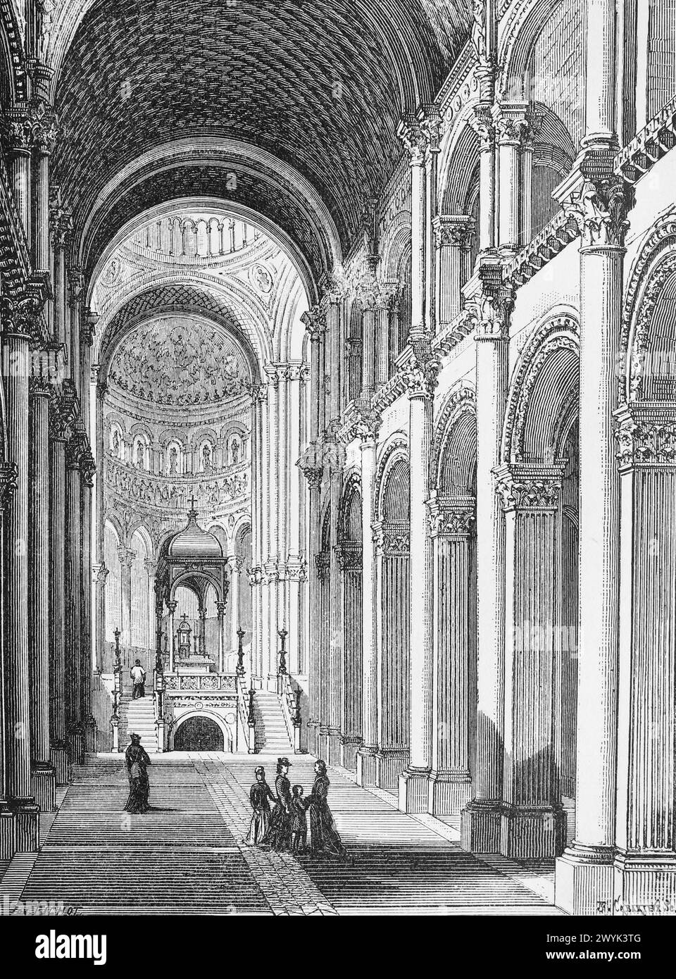 Interno della Chiesa di San Martino a Tours, Francia, nel XIX secolo: Incisione da vite dei Santi (parte 1 novembre) del reverendo Sabin Baring-Gould, pubblicato nel 1898 Foto Stock