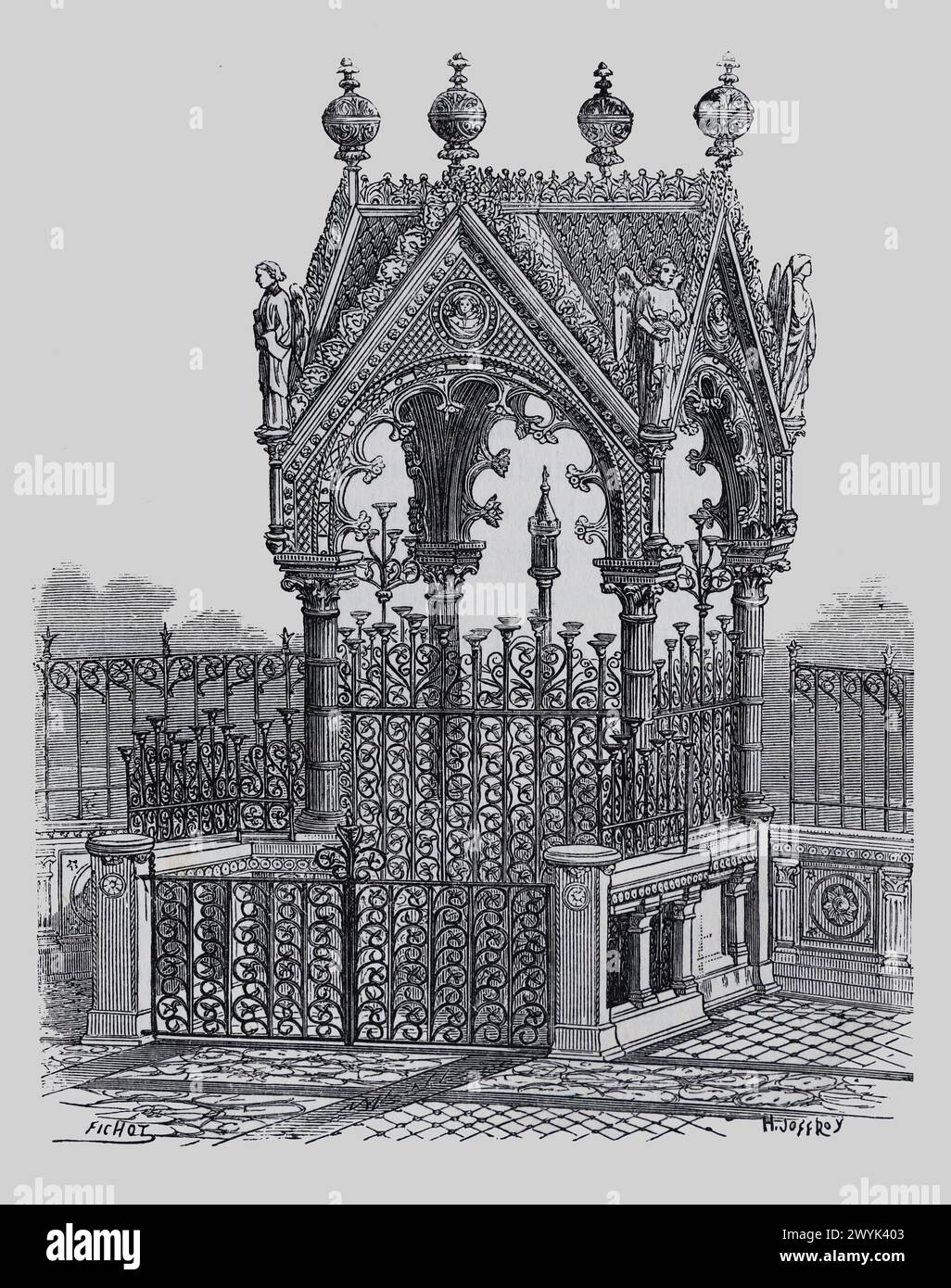 Ciborium (o baldachin) di San Martino a Tours, Francia: Engraving from Lives of the Saints (novembre parte 1) del reverendo Sabin Baring-Gould, pubblicato nel 1898 Foto Stock