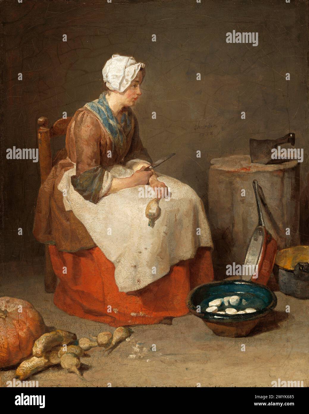 La cameriera della cucina. Jean Siméon Chardin. 1738. Foto Stock