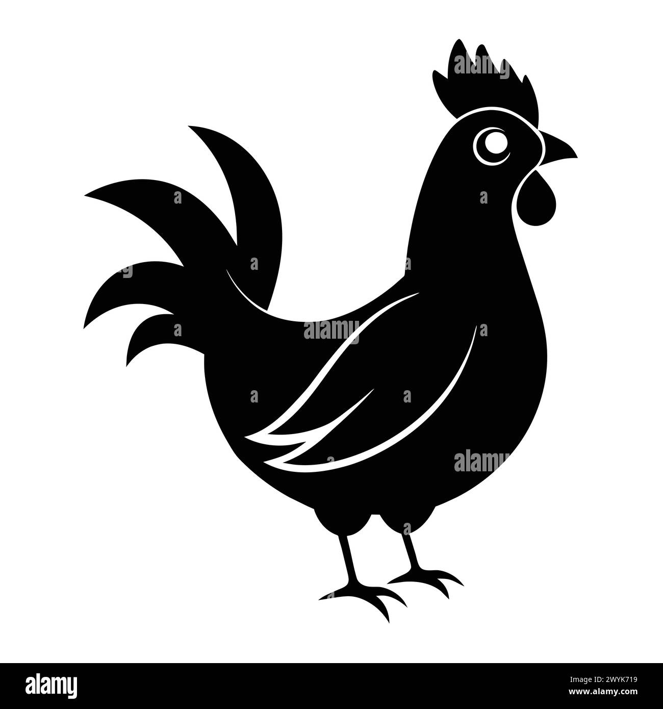 Illustrazione vettoriale del pollo su sfondo bianco Illustrazione Vettoriale