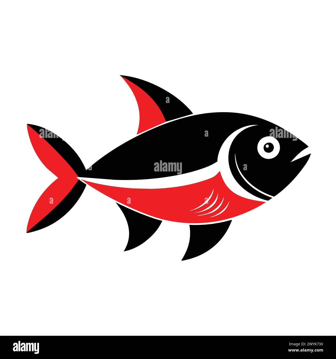 Vector of Fish, frutti di mare su sfondo bianco Illustrazione Vettoriale