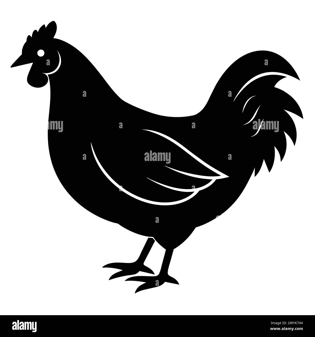 Illustrazione vettoriale del pollo su sfondo bianco Illustrazione Vettoriale