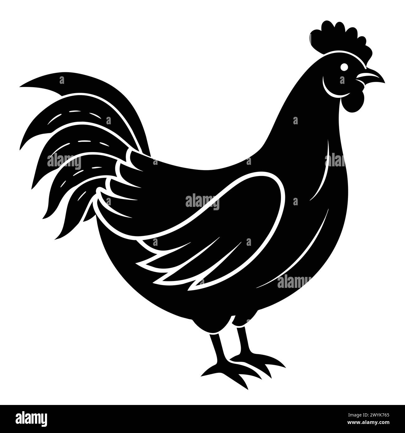 Illustrazione vettoriale del pollo su sfondo bianco Illustrazione Vettoriale