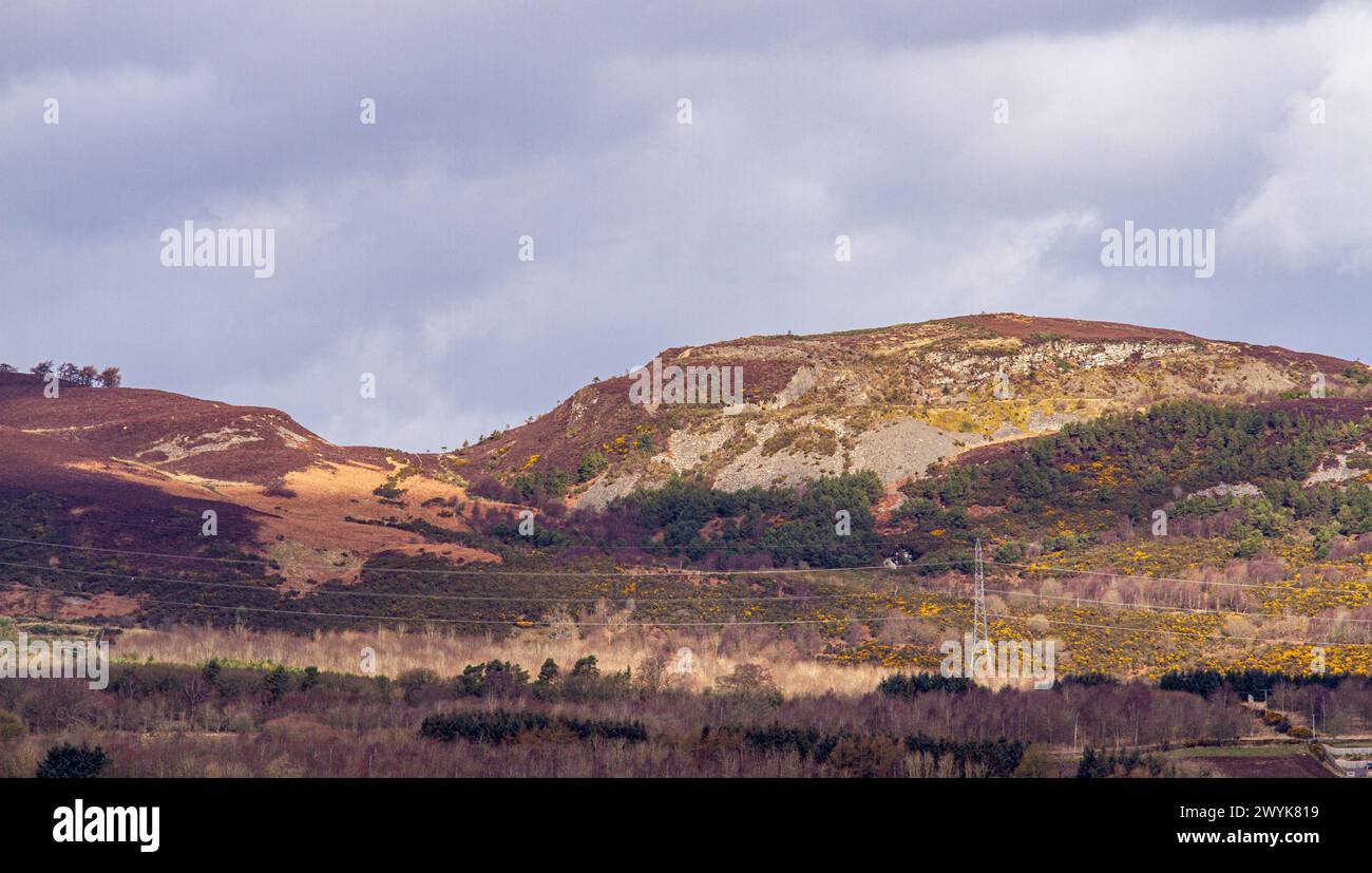 Dundee, Tayside, Scozia, Regno Unito. 7 aprile 2024. Meteo nel Regno Unito: Clima mite a causa della tempesta Kathleen sta mostrando viste mozzafiato delle Sidlaw Hills e della Strathmore Valley al sole primaverile di Dundee, Scozia. Crediti: Dundee Photographics/Alamy Live News Foto Stock