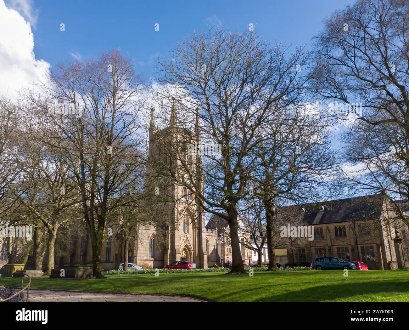 La cattedrale di Blackburn Saint Mary the Virgin with St Paul è una cattedrale anglicana situata a Blackburn, Lancashire, Regno Unito Foto Stock