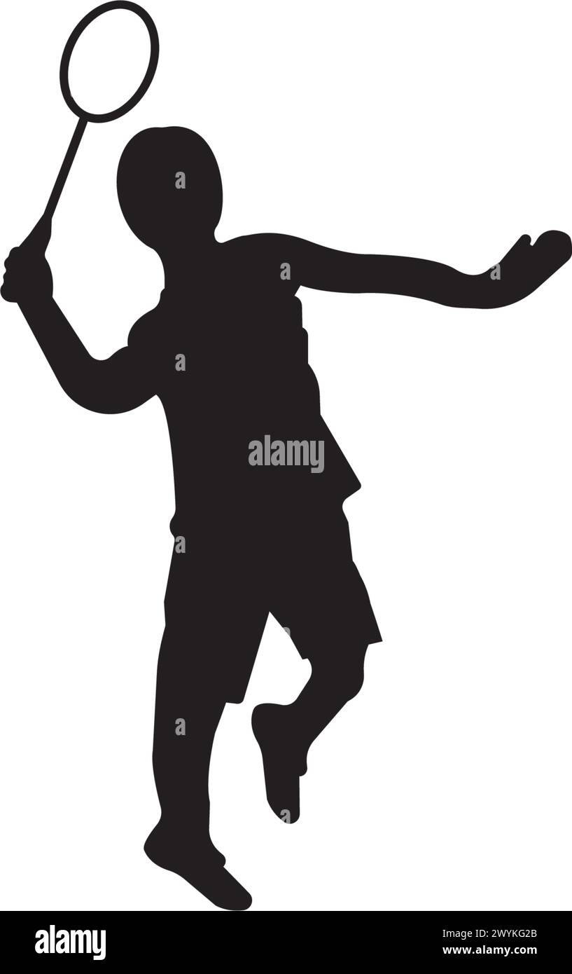 Set silhouette giocatori di badminton.Vector Collection di sportivi. Illustrazione vettoriale Illustrazione Vettoriale