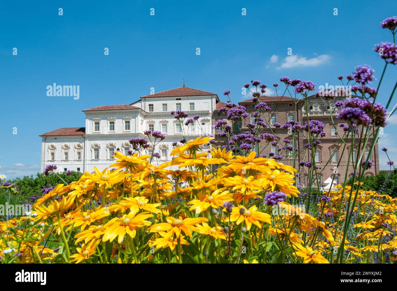 La fioritura dai mille colori nei giardini del Palazzo reale di Venaria Foto Stock