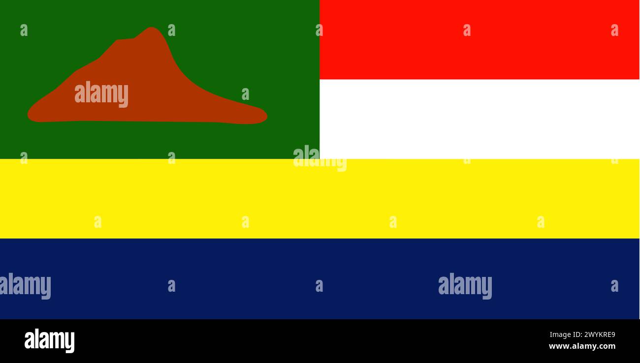 Vector Illustration of State of Sabah (1963-1982) flag isolato su sfondo azzurro. Il più vicino possibile all'originale. pronto all'uso, facile da usare Illustrazione Vettoriale