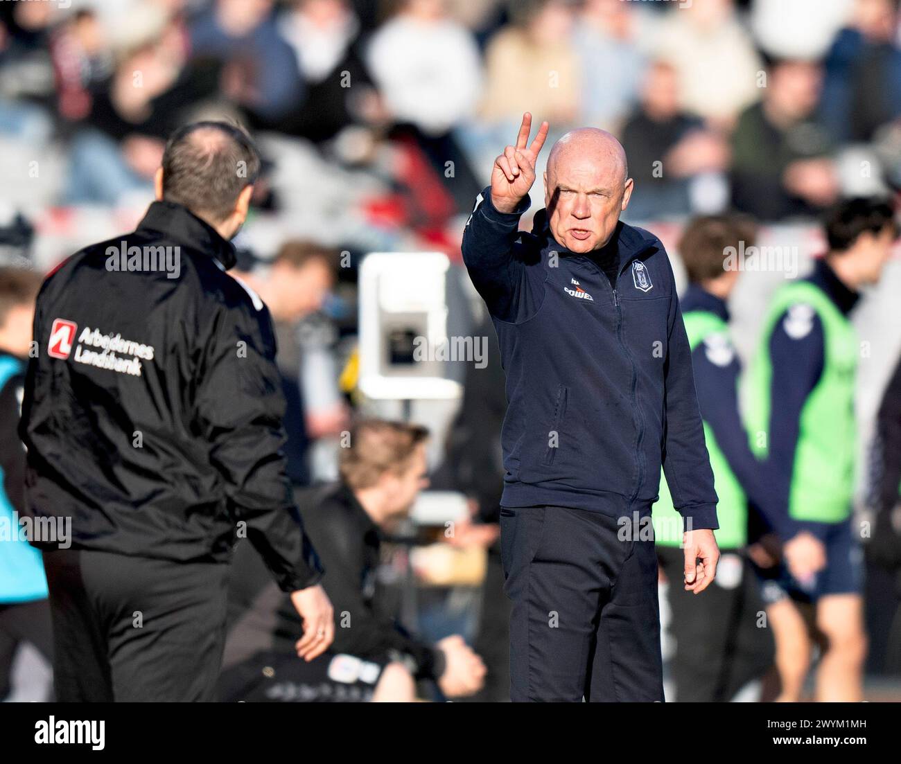 L'allenatore dell'AGF Uwe Rösler nel 3F Superliga match tra AGF e FC Midtjylland al Ceres Park di Aarhus, domenica 7 marzo 2024. (Foto: Henning Bagger/Ritzau Scanpix) Foto Stock