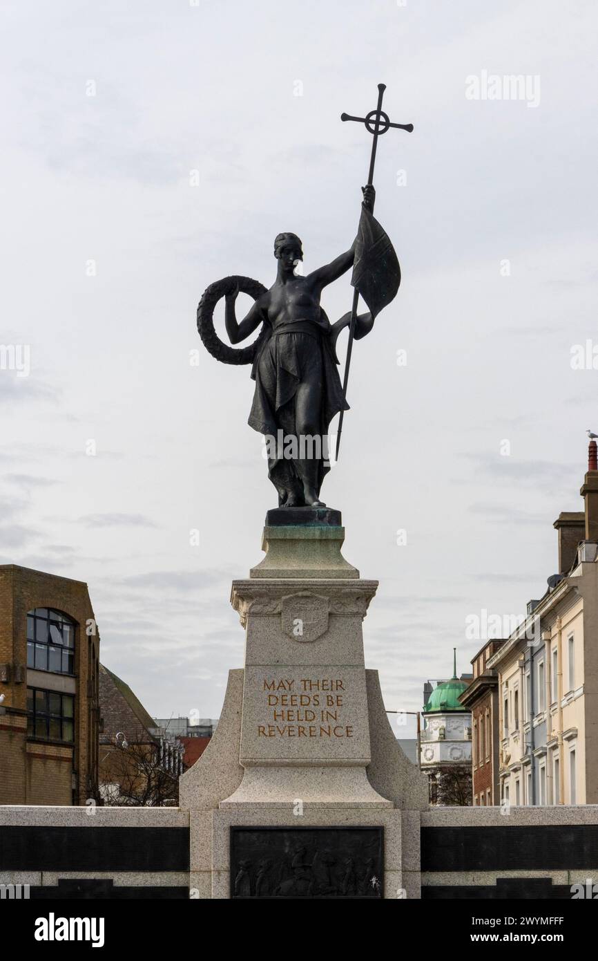 Statua, Road of Remembrance, Folkestone, Kent, Inghilterra, gran Bretagna Foto Stock
