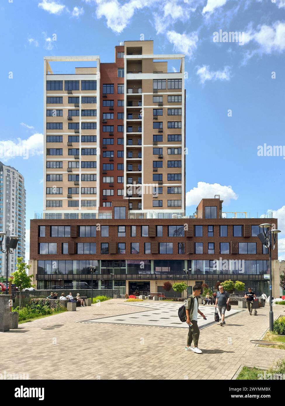 Complesso residenziale dell'edificio di appartamenti Obolon Plaza a Kiev Foto Stock