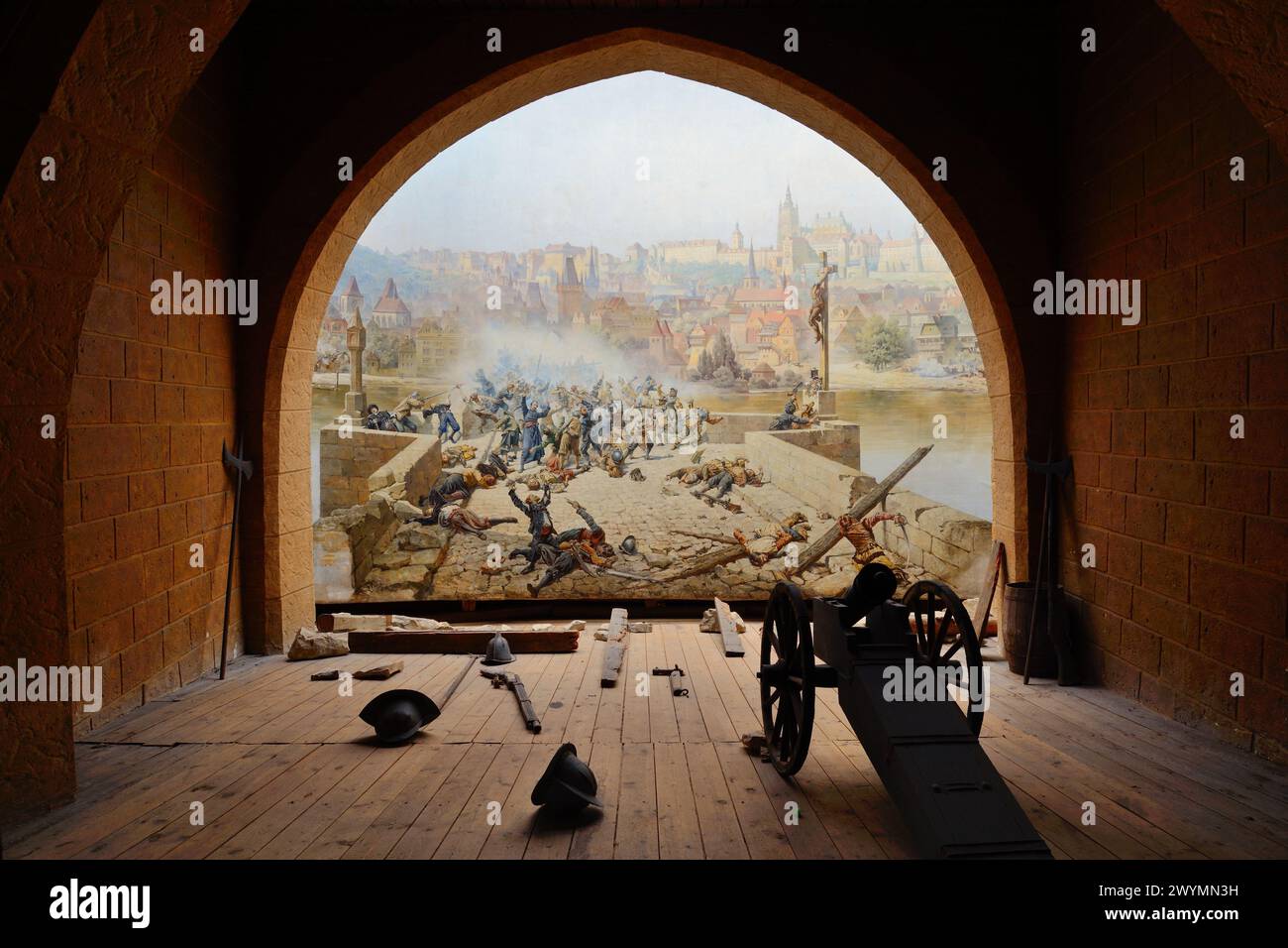 Diorama della battaglia di Praga (1648), collina di Petřín, Praga Foto Stock