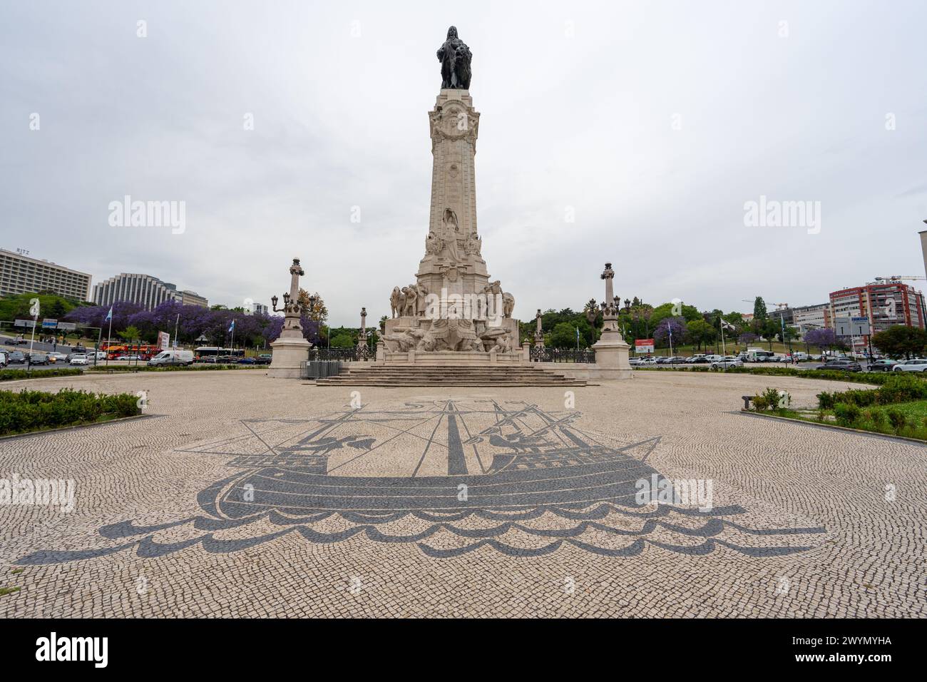 Monumento commemorativo alla rotatoria Marques de Pombal nella città di Lisbona-Portogallo Foto Stock