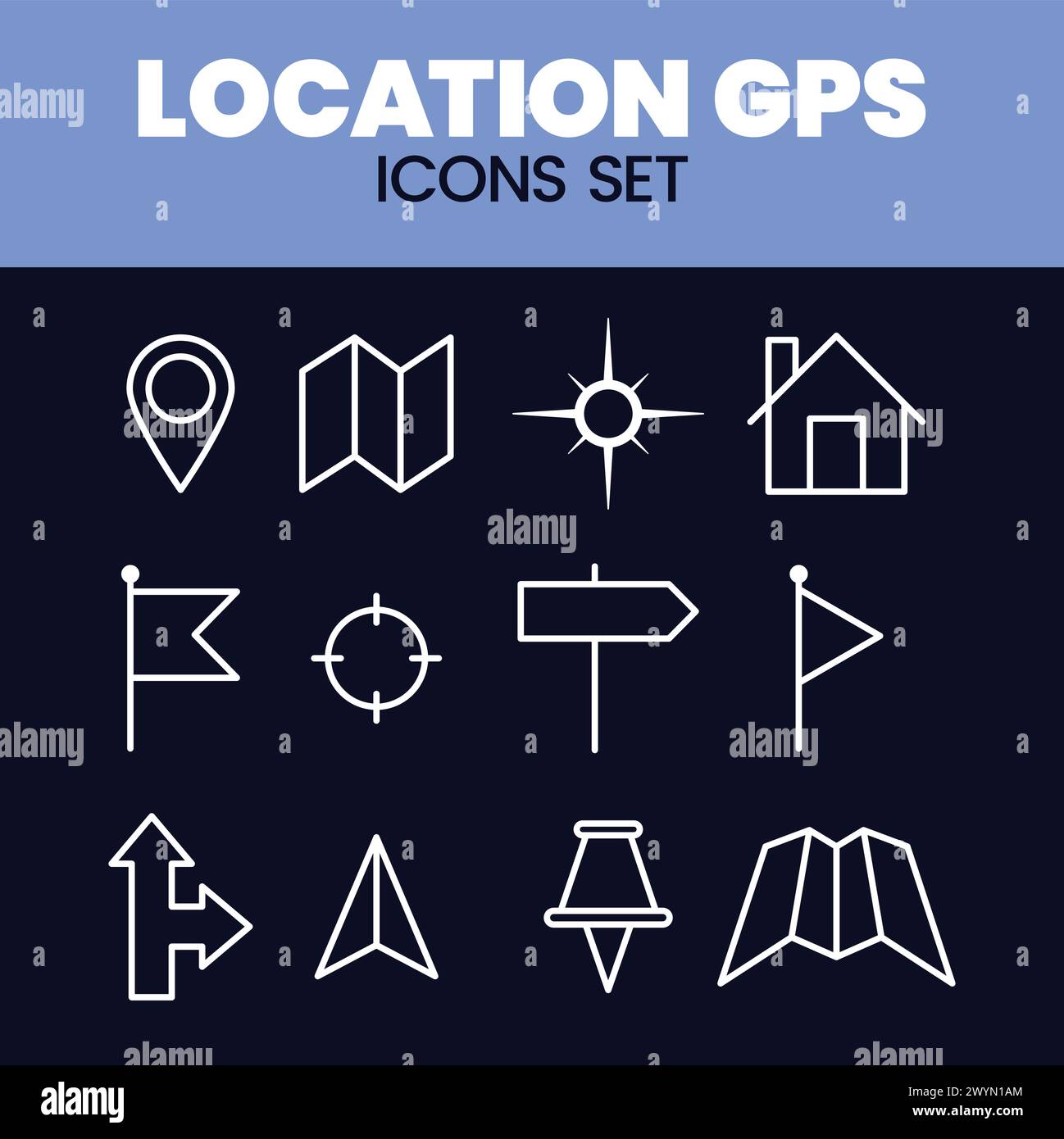 Icona di navigazione posizione Imposta illustrazione vettore icona mappa GPS Imposta il contrassegno vettore pin di posizione GPS icone mappa GPS vettore Illustrazione Vettoriale