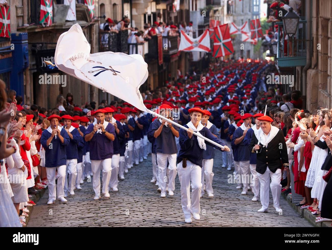 "Alarde", Hondarribia, Guipuzcoa, Paesi Baschi, Spagna. Foto Stock