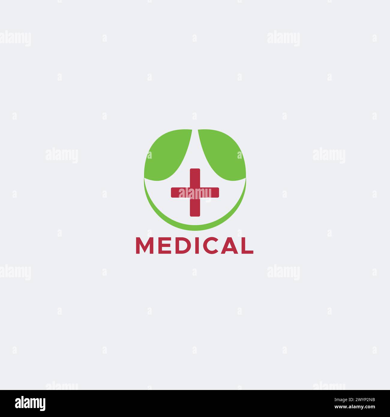 Logo medico di salute icona disegno del modello vettoriale con croce più segno e foglie verdi naturali in forma circolare per ospedale farmacia attività medica Illustrazione Vettoriale