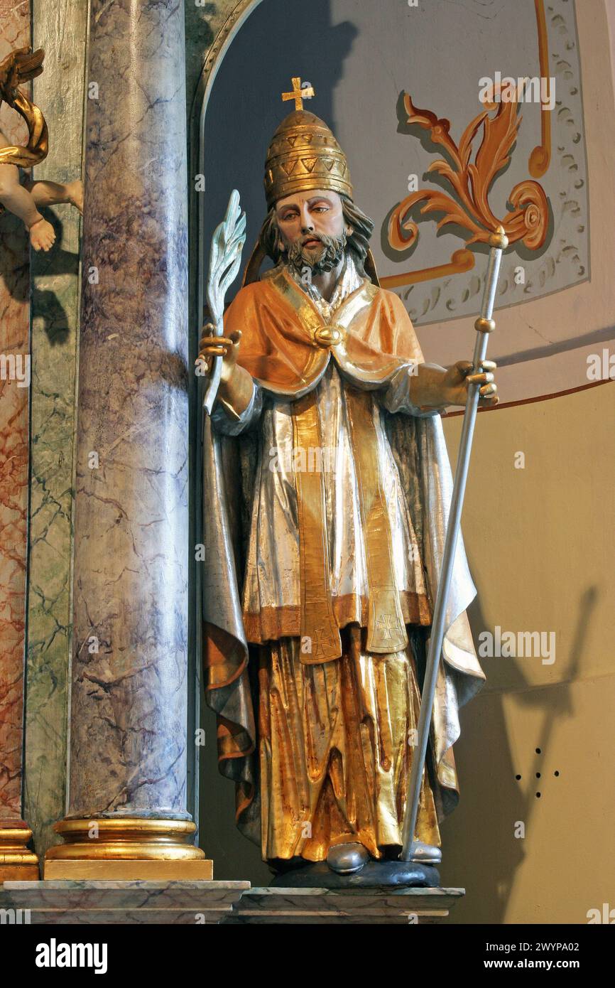 San Valentino, statua sull'altare di San Rocco nella chiesa parrocchiale dell'Immacolata Concezione a Mace, Croazia Foto Stock