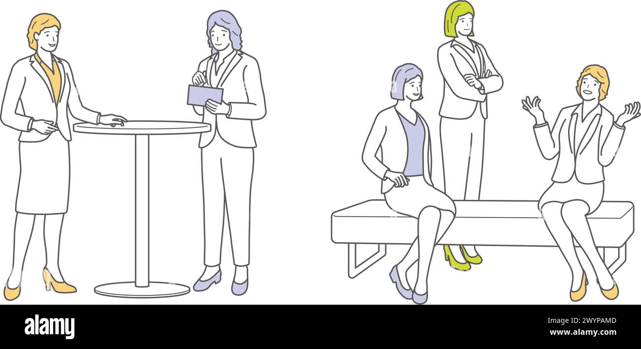 Illustrazione vettoriale per gli uomini d'affari impostata in stile di design piatto isolata su sfondo bianco. Illustrazione Vettoriale