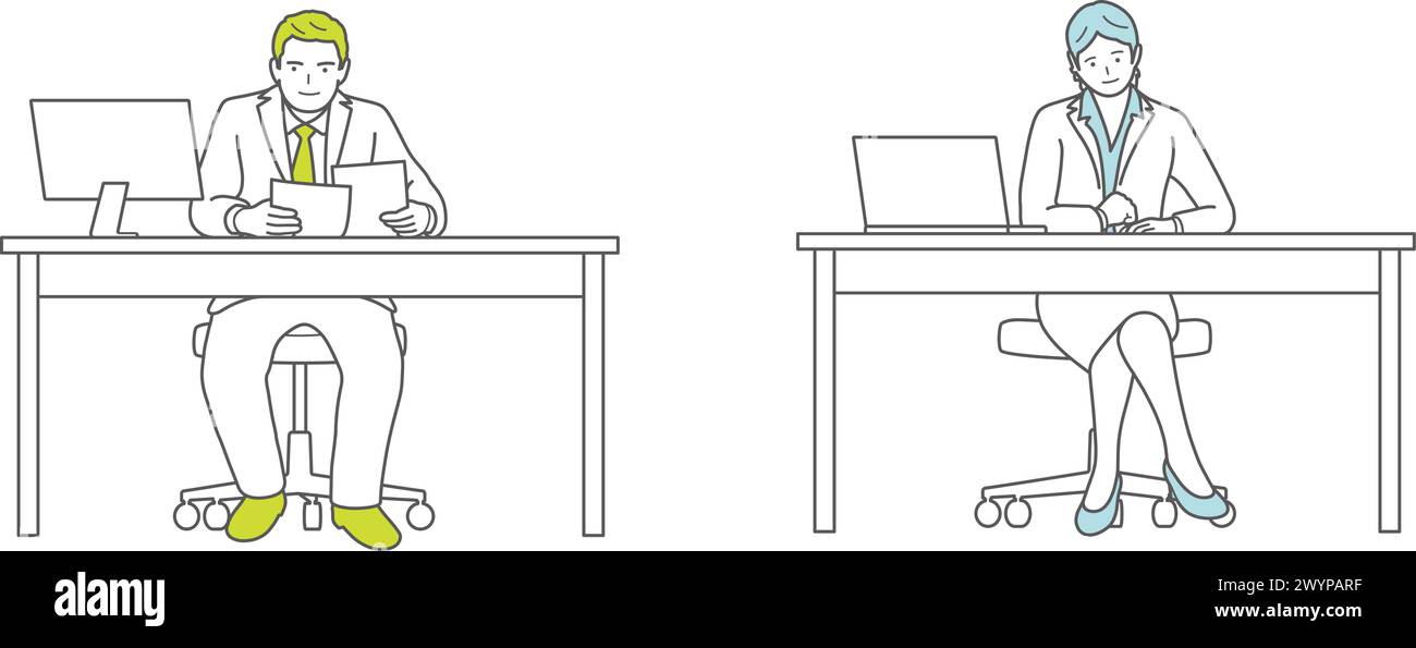 Illustrazione vettoriale per gli uomini d'affari impostata in stile di design piatto isolata su sfondo bianco. Illustrazione Vettoriale